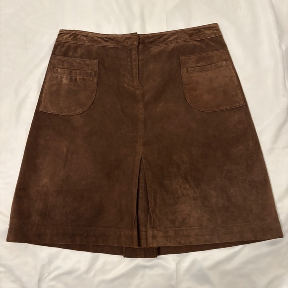 Lilly Pulitzer Brown Pig Suede A-Line Boho Western Vintage Skirt with Pockets 12 - Picture 3 of 11